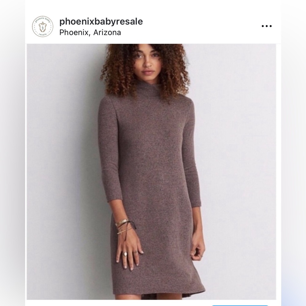 American Eagle Dress Sweater Dress Turtleneck‎ Soft Brown Abercrombie & Fitch AE